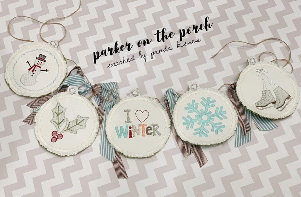 Digital Download- Embroidery Hoop Banner- Winter Set - in the hoop machine embroidery ITH pattern