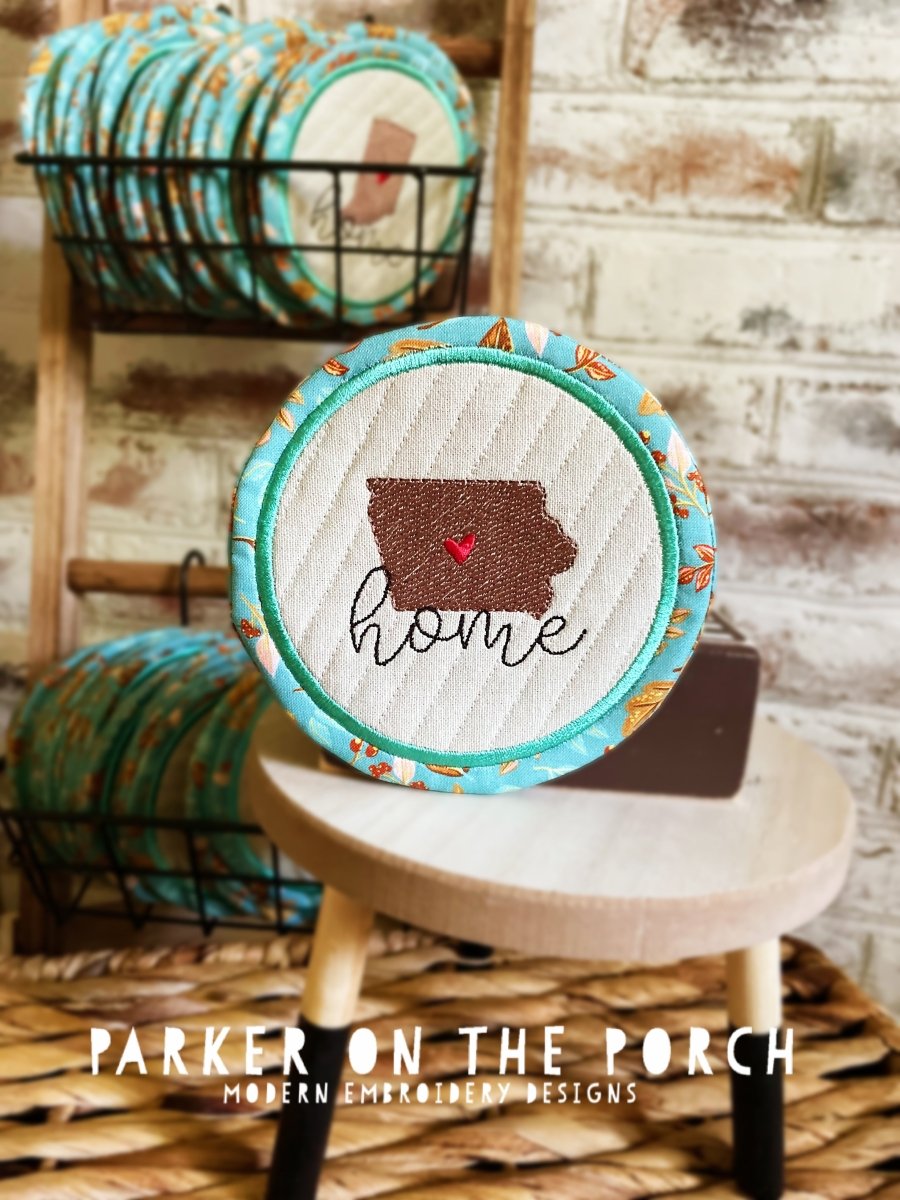 Digital Download Home State Coaster Iowa Parker on the Porch