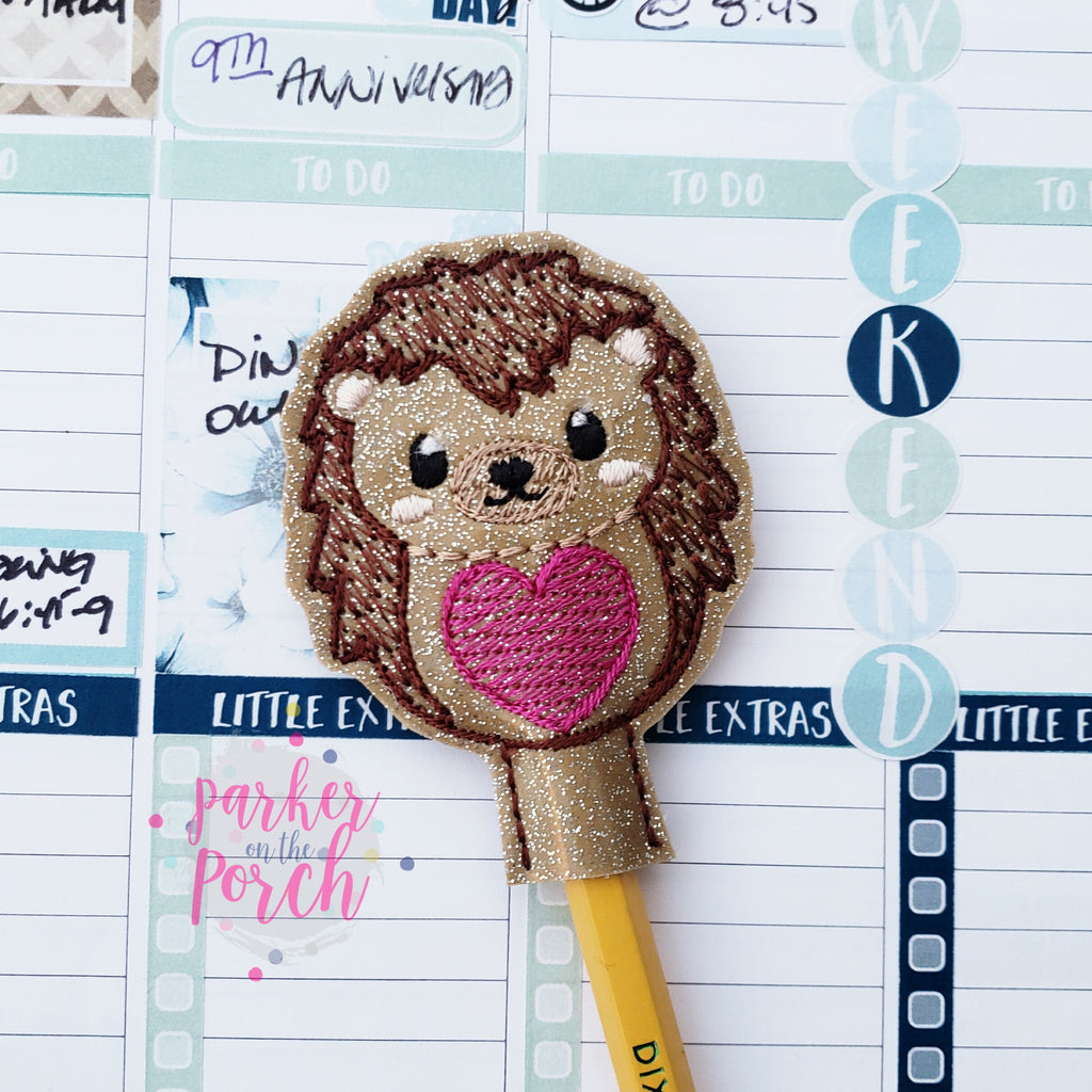 Digital Download- Hedgehog Pencil Topper - in the hoop machine embroidery ITH pattern