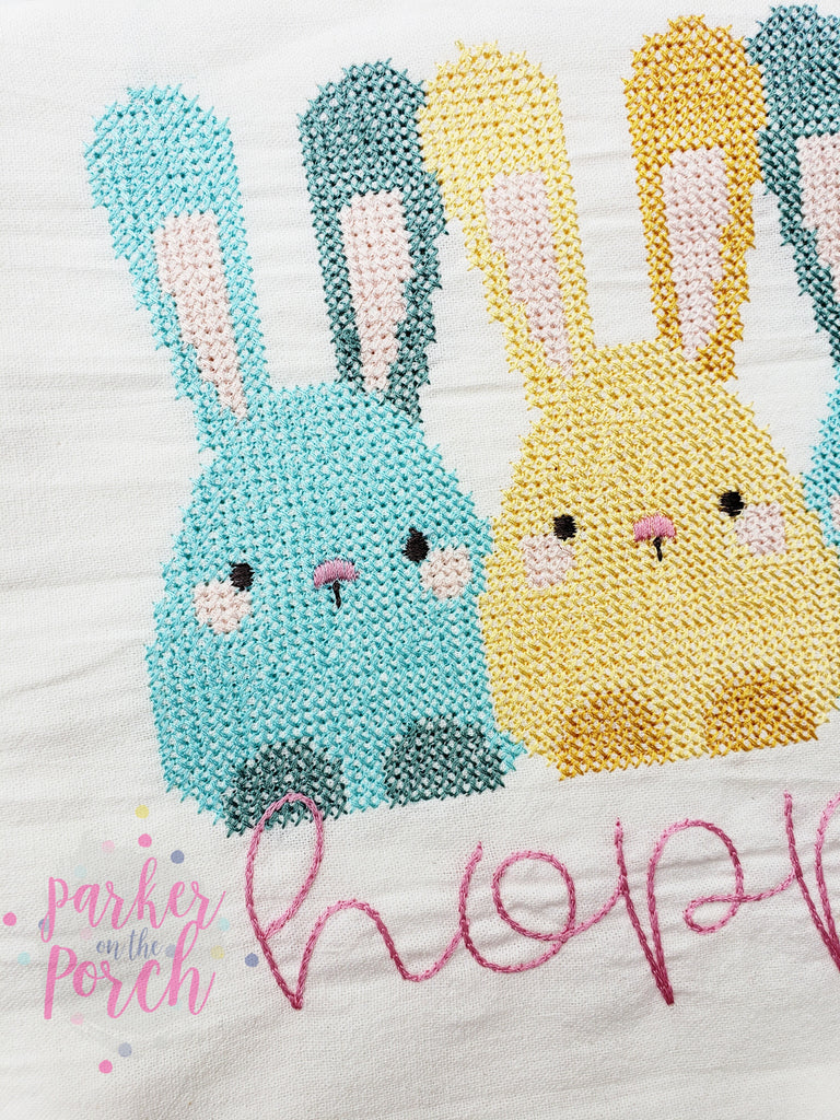 Digital Download- Bunny Sketch and Cross Stitch Trio - Embroidery Fill - in the hoop machine embroidery ITH pattern