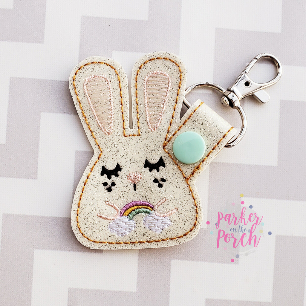 Digital Download- Rainbow Bunny Snaptab - in the hoop machine embroidery ITH pattern