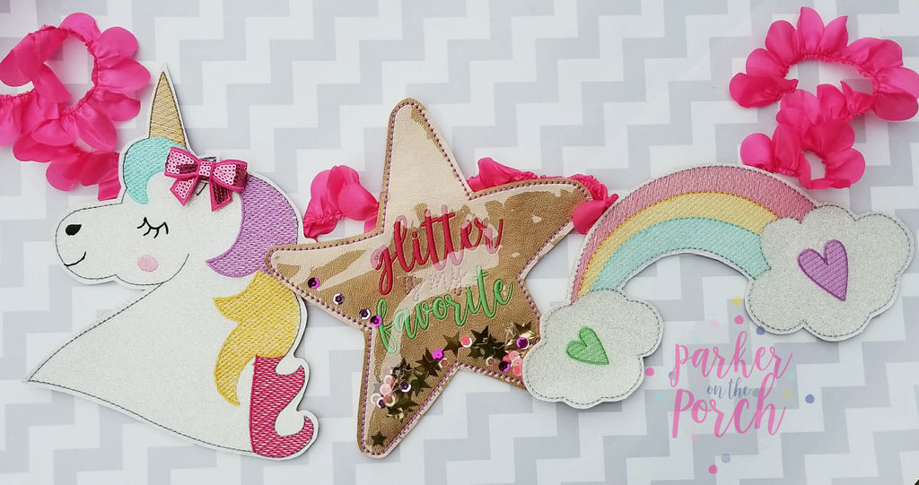 Digital Download- Glitter Filled Star Banner - in the hoop machine embroidery ITH pattern