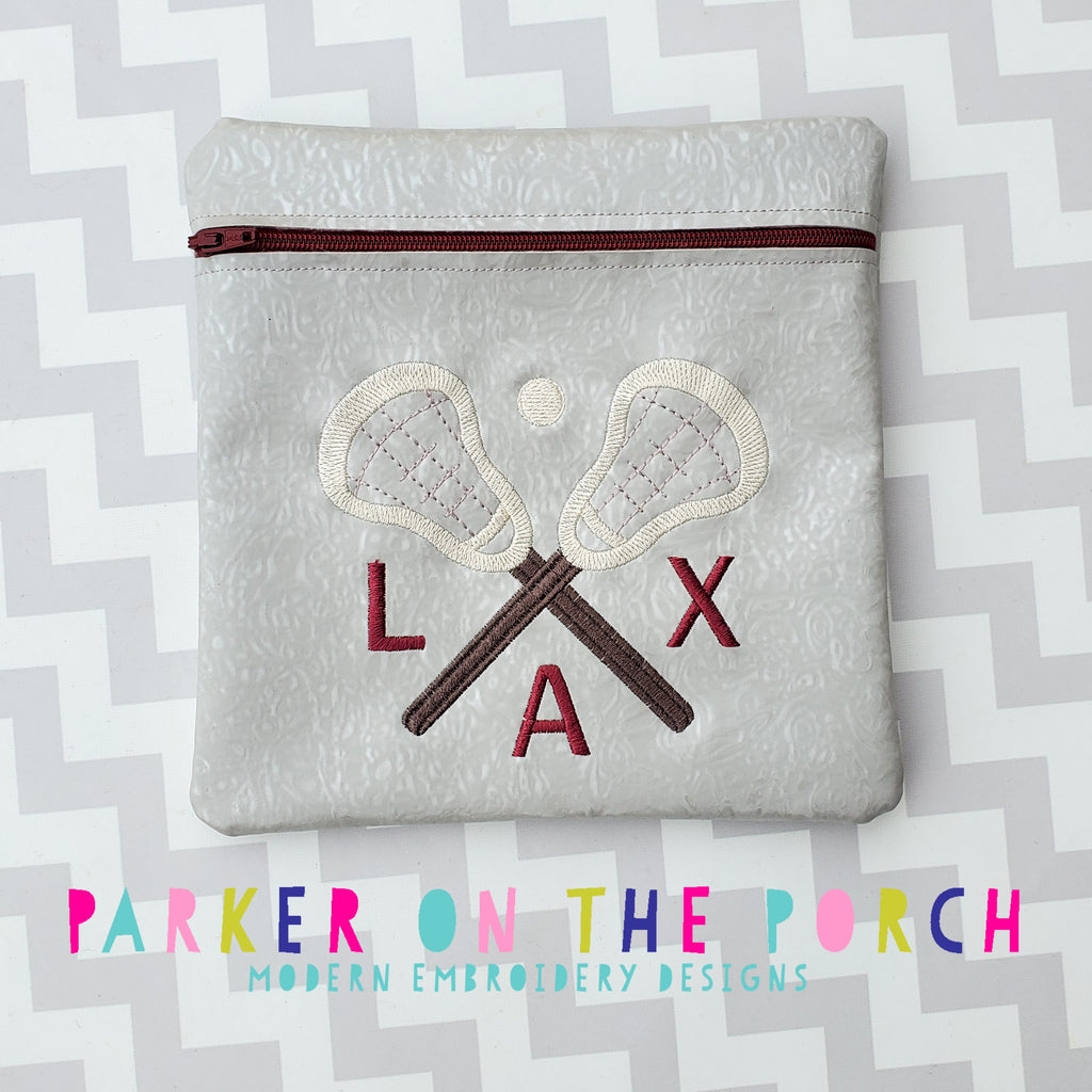 Digital Download - Lacrosse ( LAX ) Zipper Bag - in the hoop machine embroidery ITH pattern