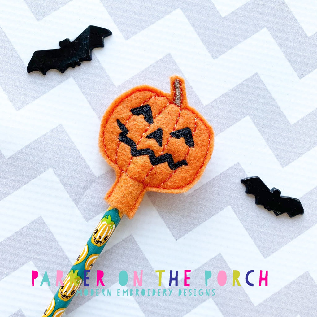 Digital Download- Pumpkin Pencil Topper - in the hoop machine embroidery ITH pattern