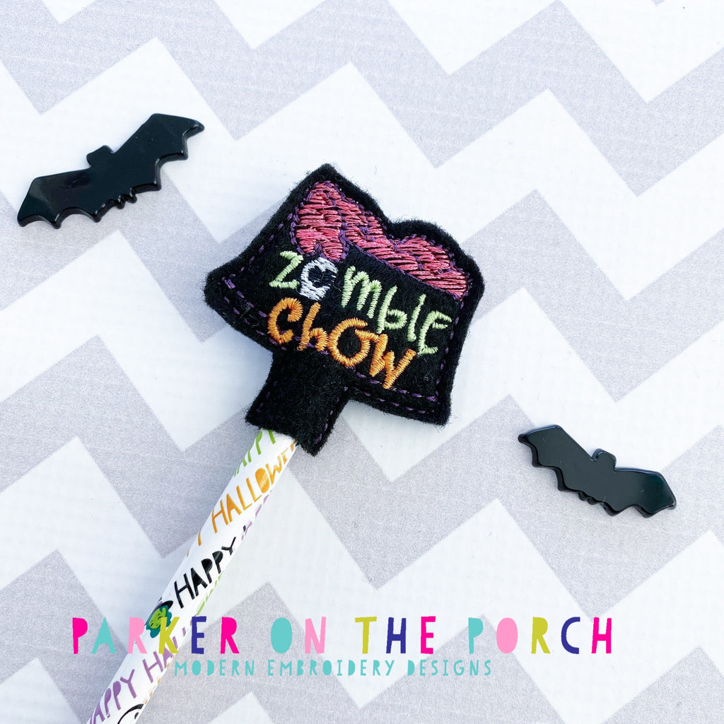 Digital Download- Zombie Chow Pencil Topper - in the hoop machine embroidery ITH pattern