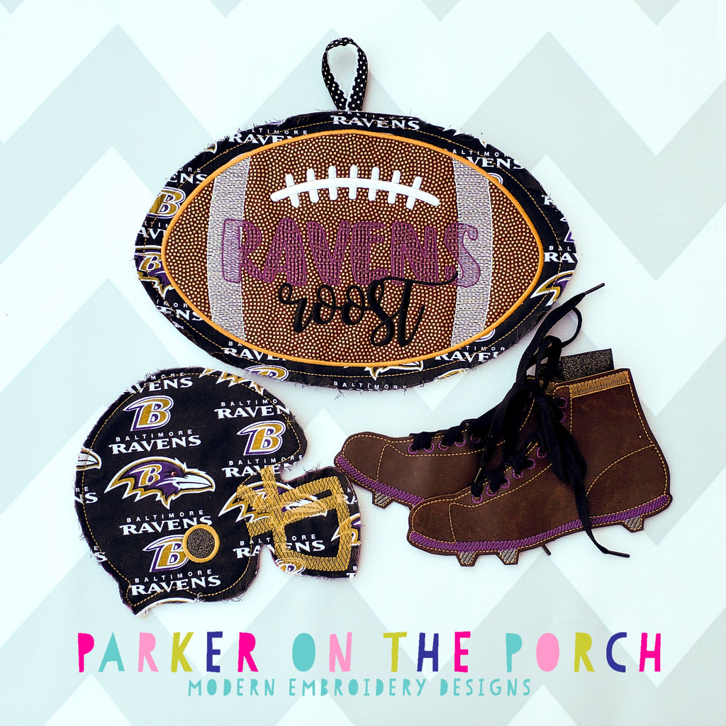 Digital Download- Football Fan Banner BUNDLE - in the hoop machine embroidery ITH pattern