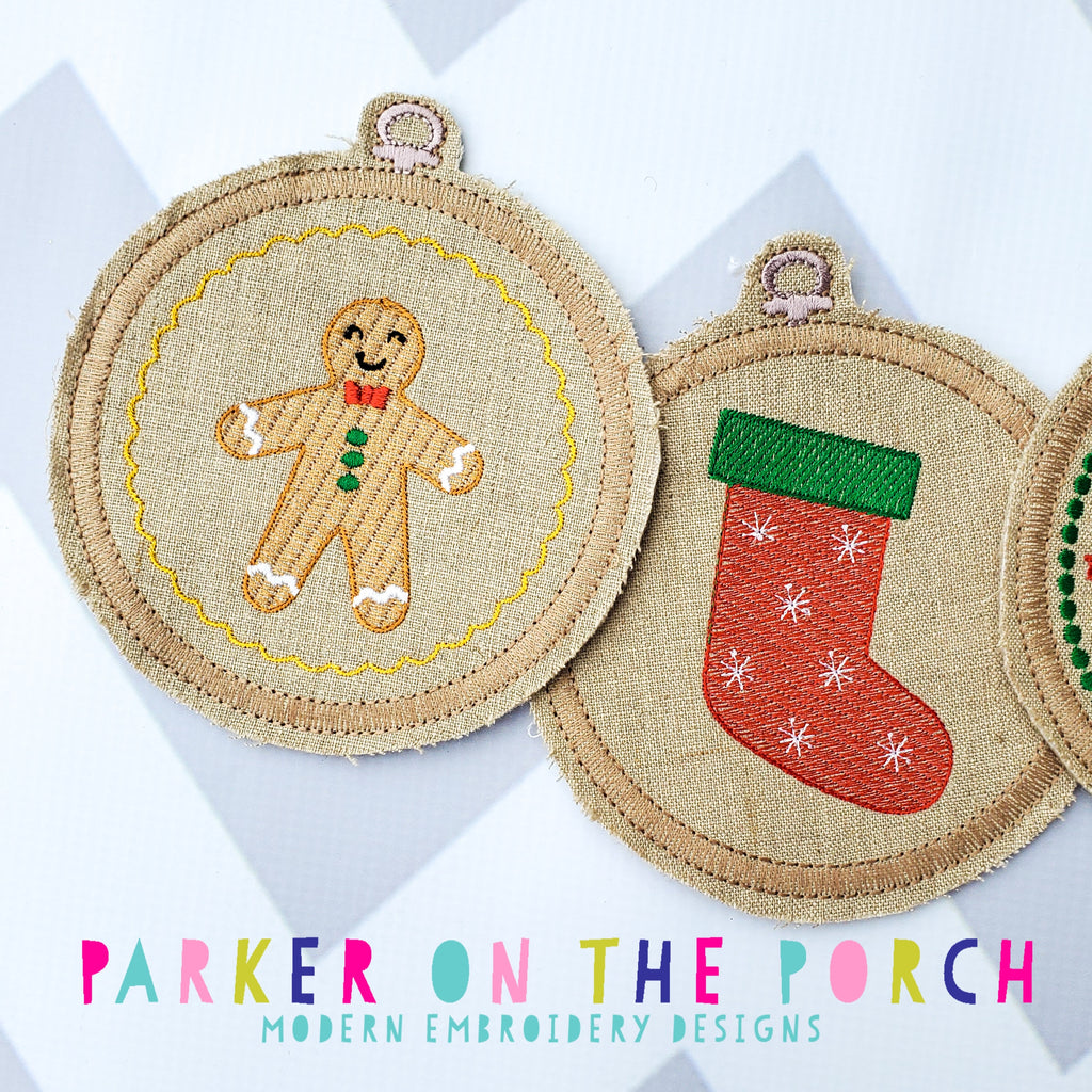 Digital Download- Embroidery Hoop Christmas Banner Set - in the hoop machine embroidery ITH pattern