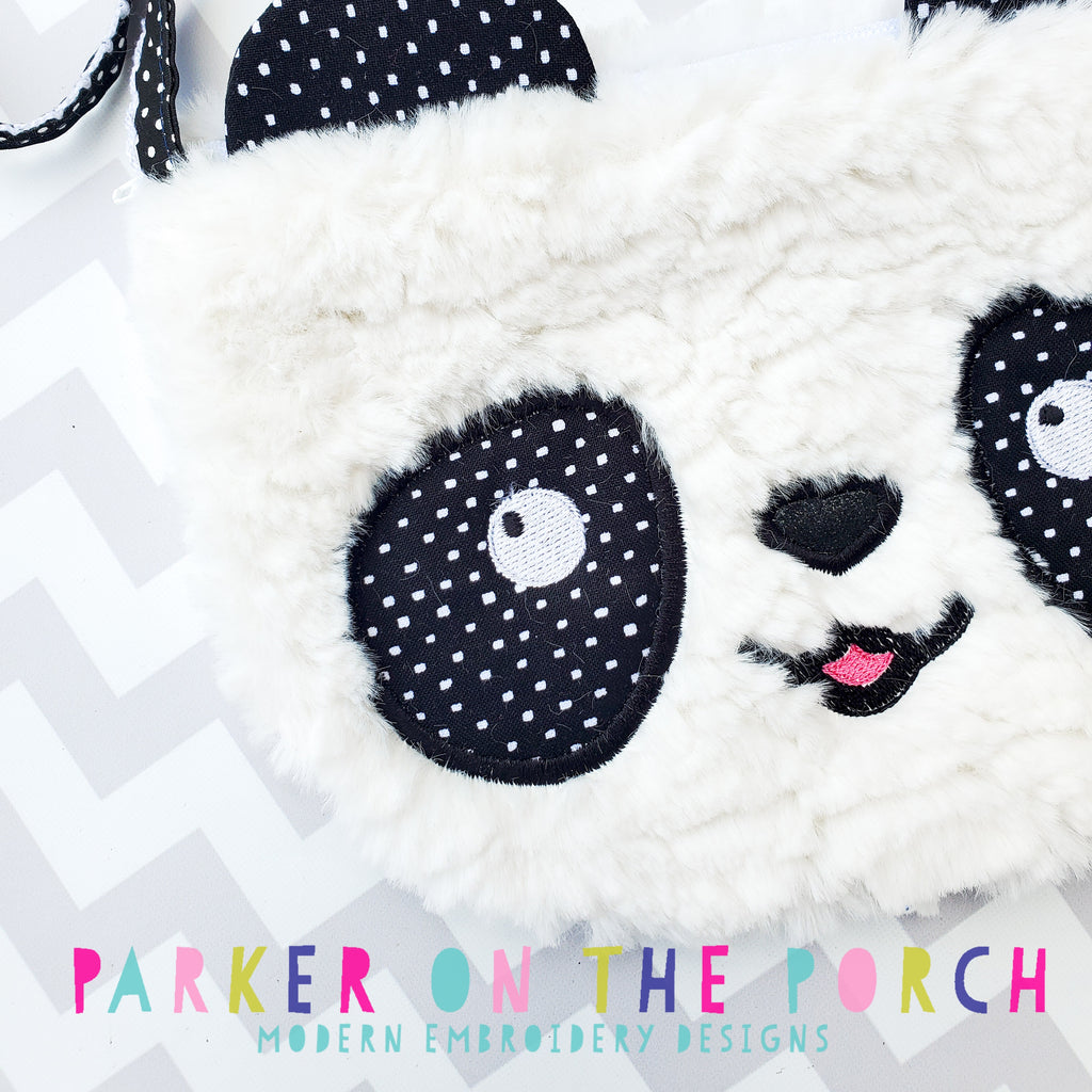 Digital Download- Top Zip Panda Zipper Bag - in the hoop machine embroidery ITH pattern