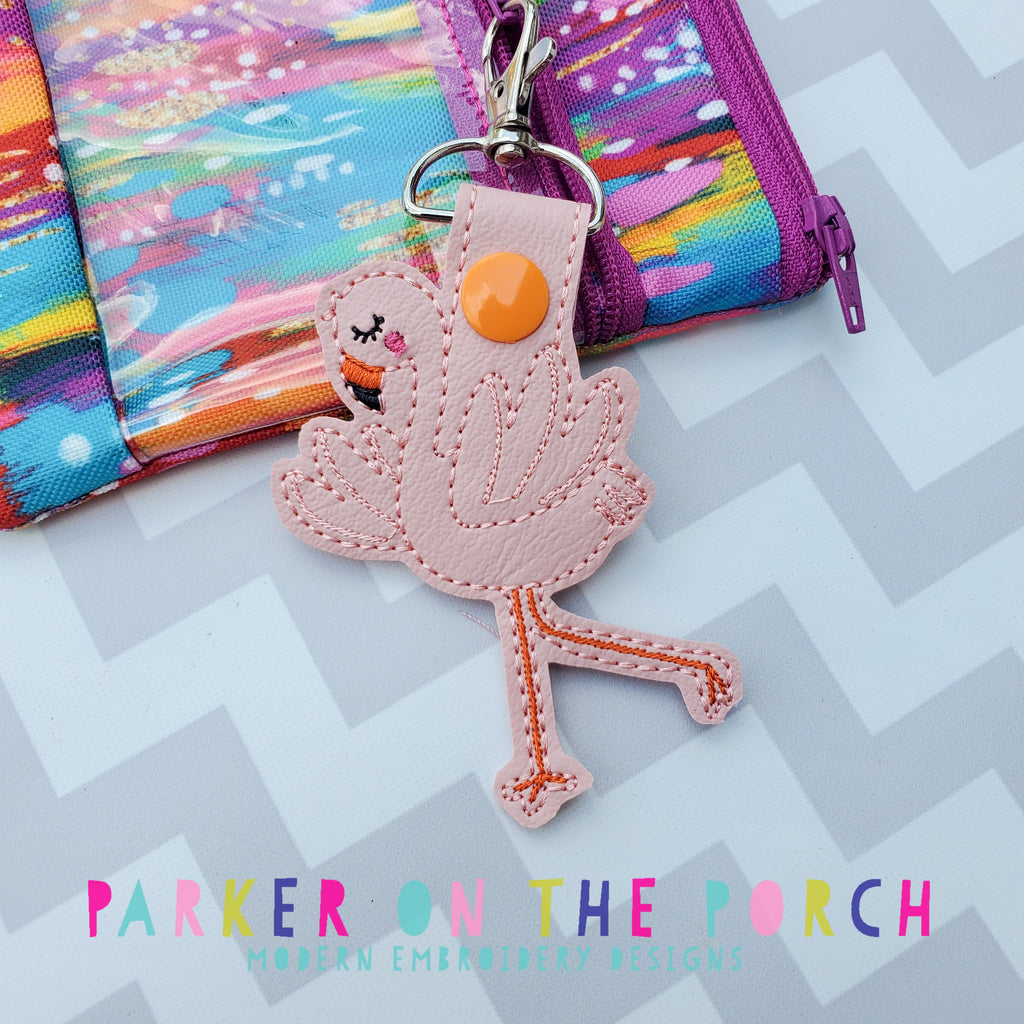 Digital Download- Flamingo 2 Snaptab - in the hoop machine embroidery ITH pattern