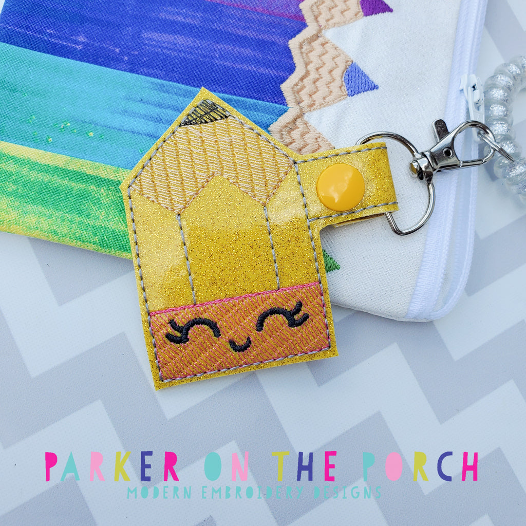 Digital Download - Kawaii Pencil Snaptab - in the hoop machine embroidery ITH pattern