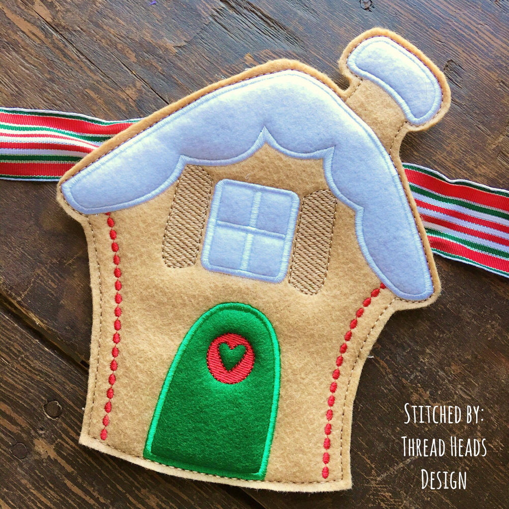 Digital Download- Gingerbread House Banner - in the hoop machine embroidery ITH pattern