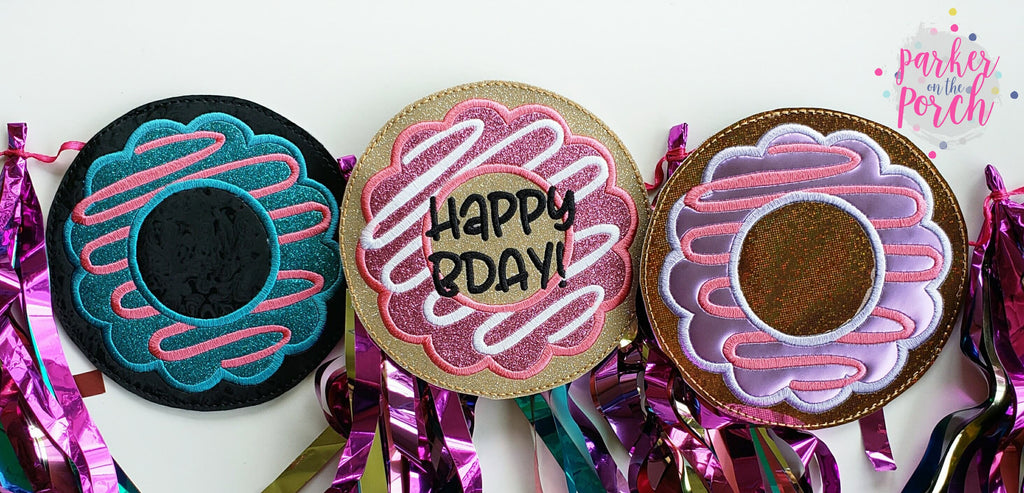 Digital Download- Donut Banner- Happy Birthday Freebie! - in the hoop machine embroidery ITH pattern
