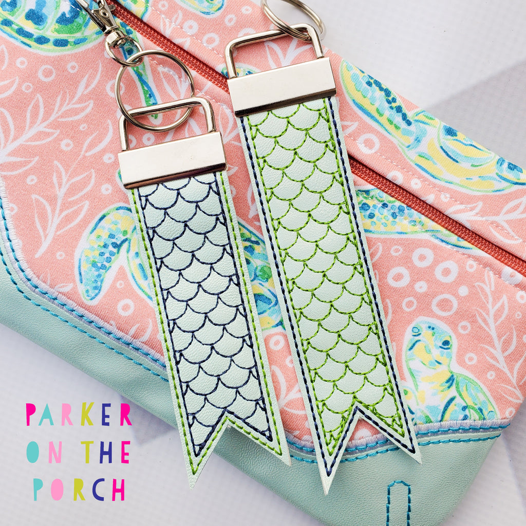 Front Zip Clutch 2020 Zipper Bag and Mermaid Scale Flag Fobs Supply List