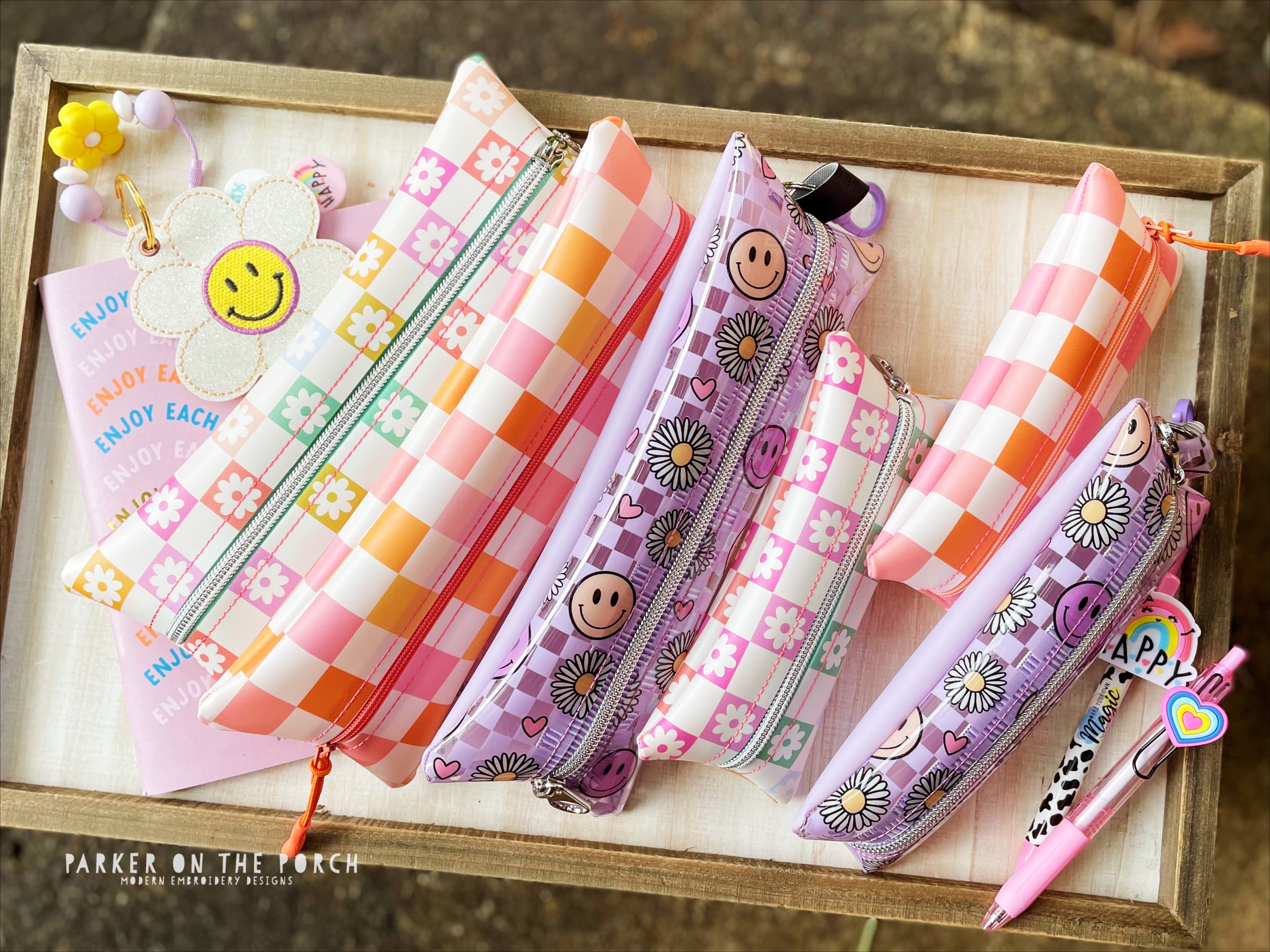 Boho Smileys & Clean Stitch Pencil Bags – Parker on the Porch