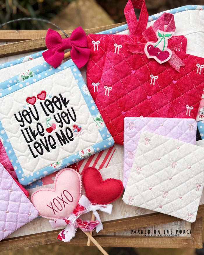 Quilted Hearts - Bows - Mini Quilt and MORE! - Parker on the Porch