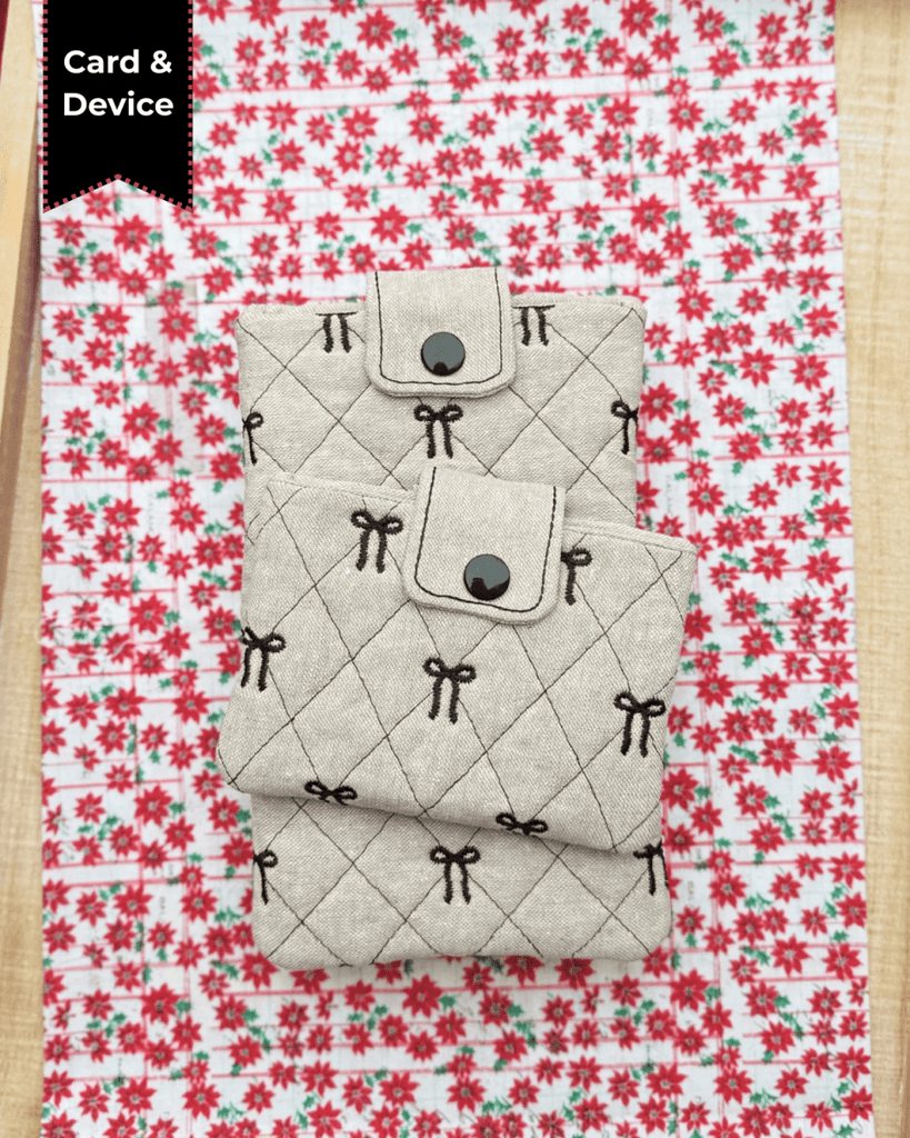 Quilted Bow Card & Phone Sleeve – Digital Embroidery Pattern Download - In the Hoop Embroidery Pattern – Digital Machine Embroidery File Parker on the Porch