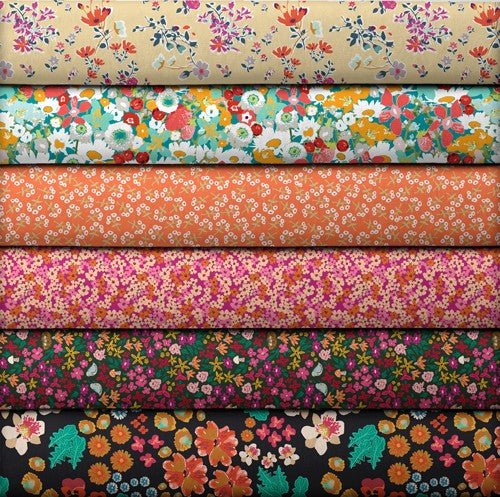 Fat Quarter Fabric Bundle - Amber Bouquet - Art Gallery Fabrics - In the Hoop Embroidery Pattern – Digital Machine Embroidery File Parker on the Porch