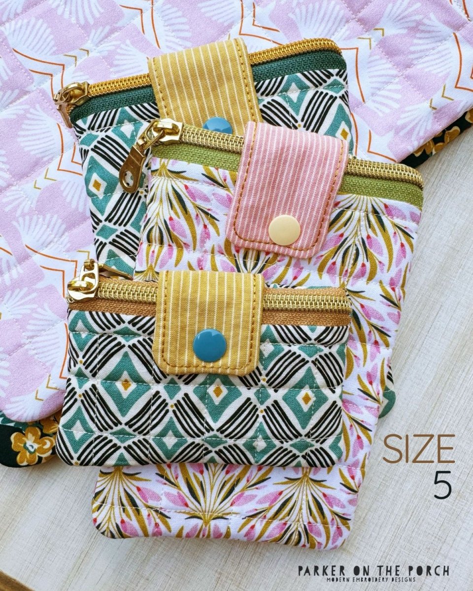Quilted Zippered Card & Phone Sleeve – Zipper Size 5 - Digital Embroid ...