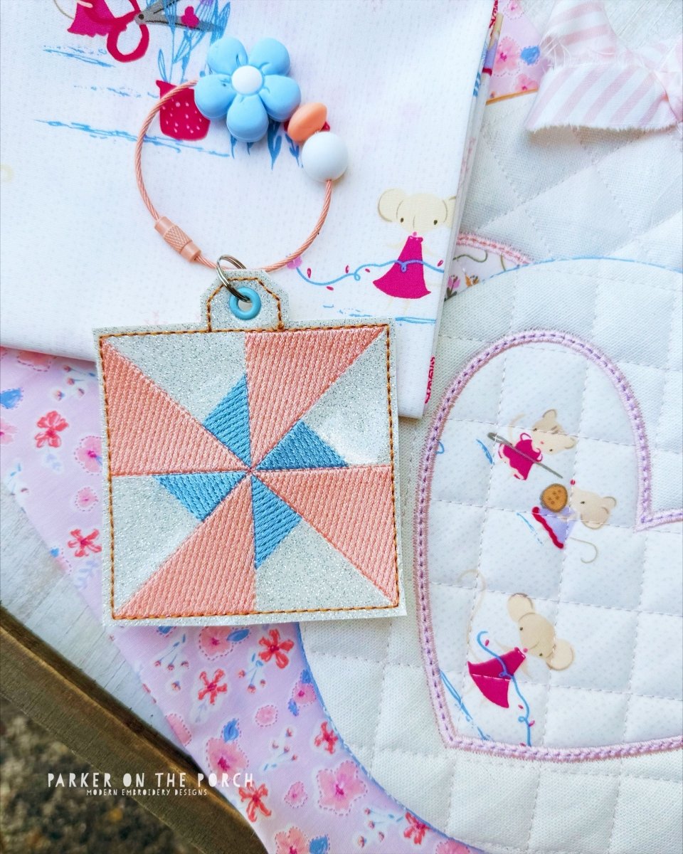 Digital Download- Bag Tag- Quilt Block- Pinwheel – Parker on the Porch