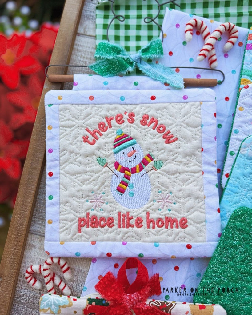 There's Snow Place like Home Mini Quilt Embroidery Pattern – Digital Download - In the Hoop Embroidery Pattern – Digital Machine Embroidery File Parker on the Porch