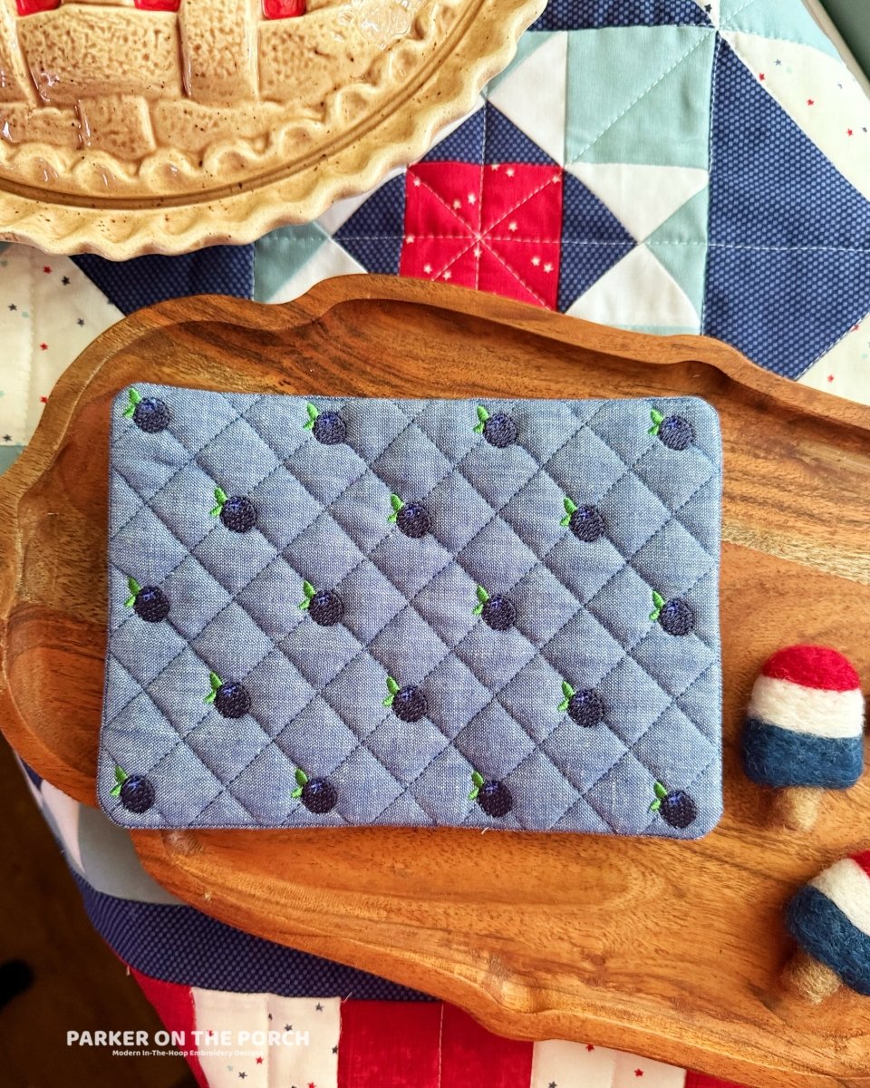 Quilted Blueberries Mug Rug Embroidery Design | ITH Fruit Coaster ...