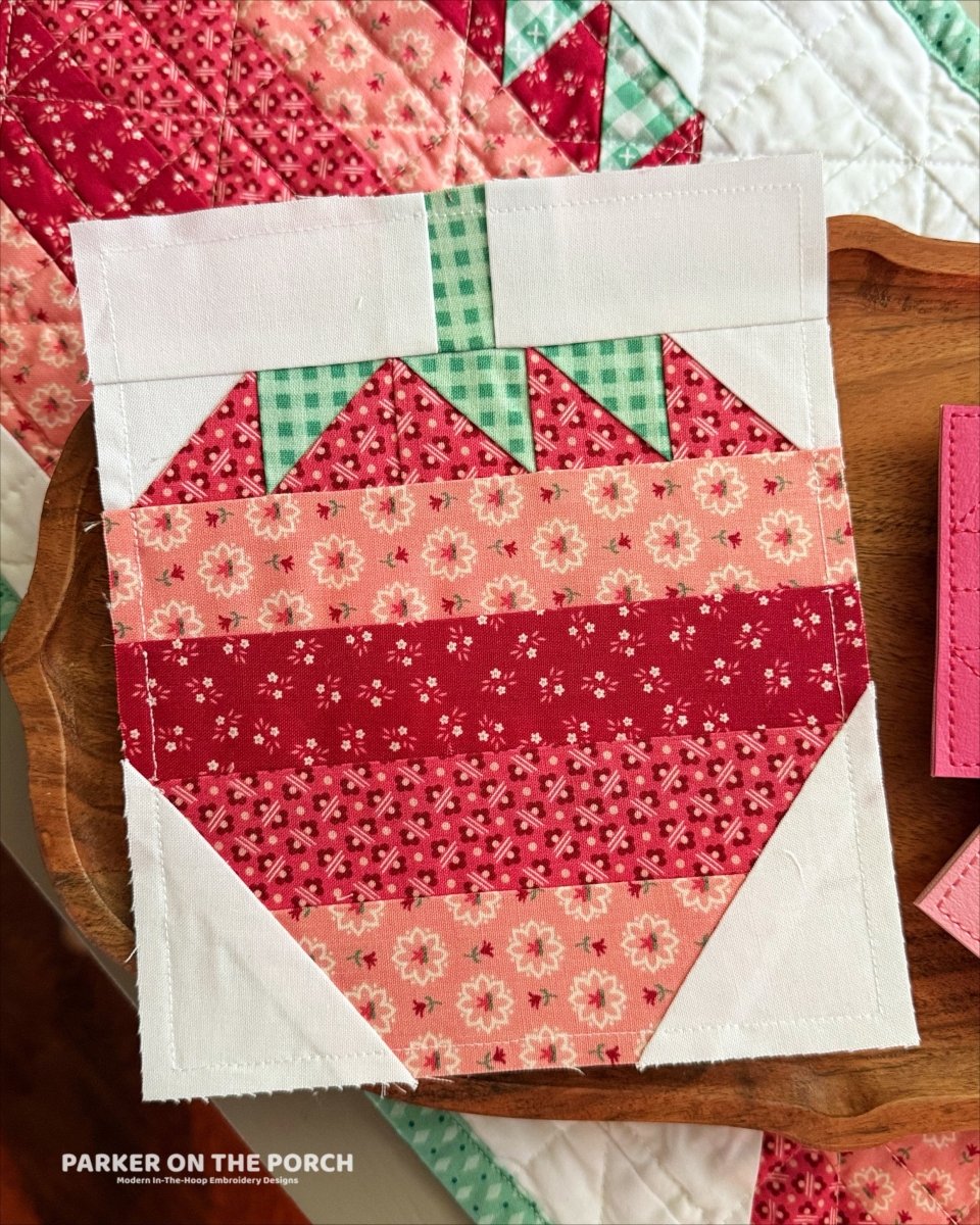 Super Embroidered Quilt＃791 Scrappy Strawberry Quilt Block | In the Hoop Embroidery Design