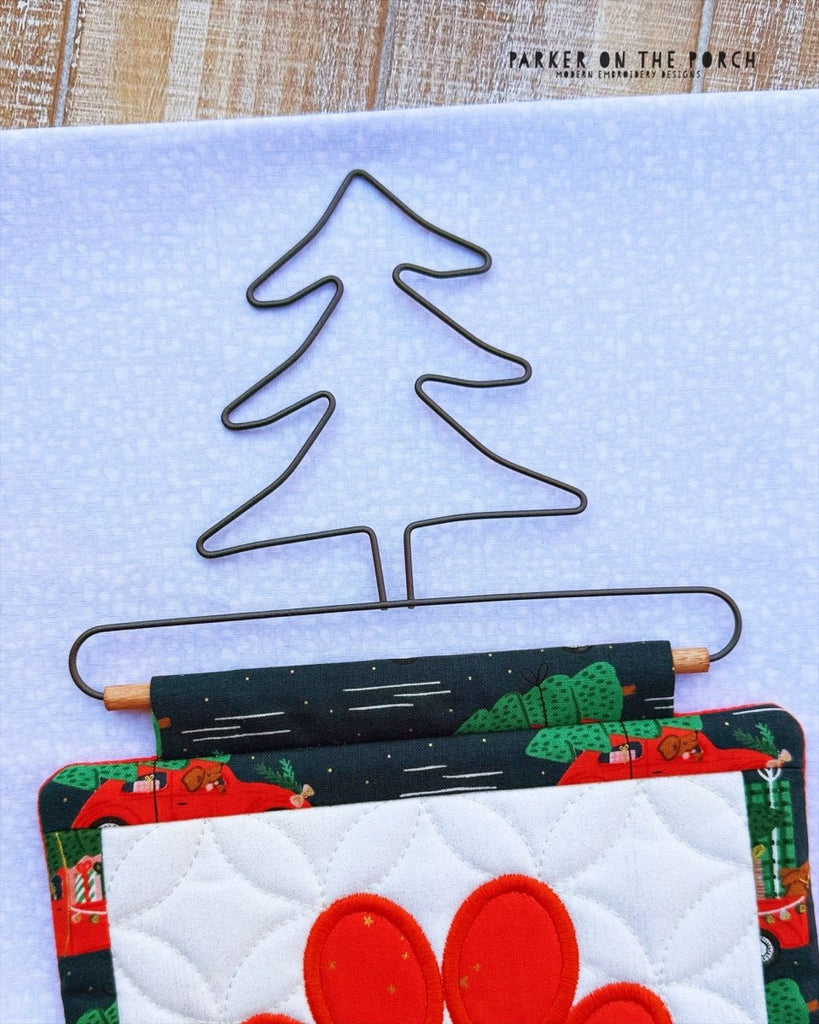 6" Evergreen Tree Quilt Hanger – Wall or Door Display - In the Hoop Embroidery Pattern – Digital Machine Embroidery File Parker on the Porch