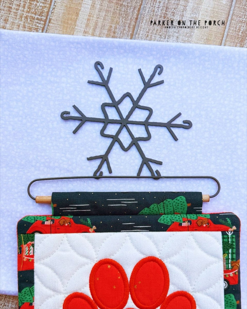 6" Snowflake Quilt Hanger – Wall or Door Display - In the Hoop Embroidery Pattern – Digital Machine Embroidery File Parker on the Porch