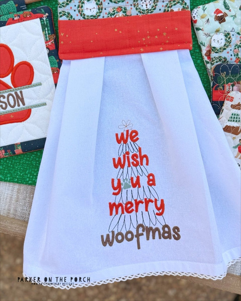 Merry Woofmas Embroidery Fill - Digital Embroidery Pattern Download - In the Hoop Embroidery Pattern – Digital Machine Embroidery File Parker on the Porch