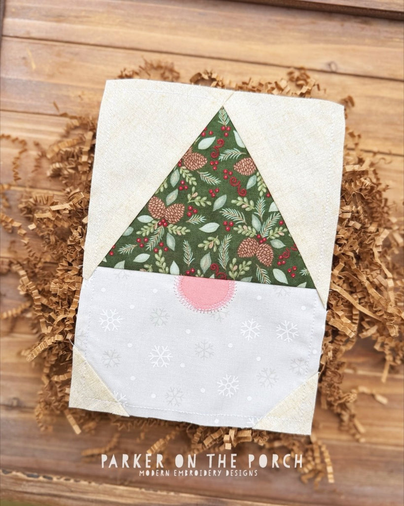 Gnome Quilt Block – Digital Embroidery Pattern Download - In the Hoop Embroidery Pattern – Digital Machine Embroidery File Parker on the Porch