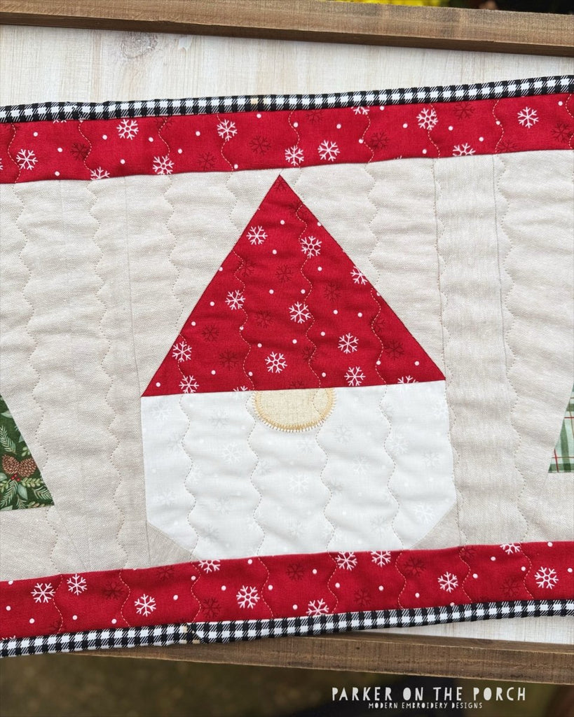 Gnome Quilt Block – Digital Embroidery Pattern Download - In the Hoop Embroidery Pattern – Digital Machine Embroidery File Parker on the Porch
