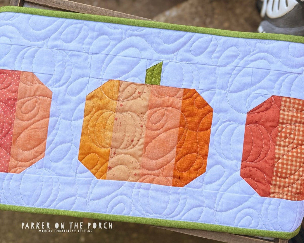 Pumpkin Quilt Block – Digital Embroidery Pattern Download - In the Hoop Embroidery Pattern – Digital Machine Embroidery File Parker on the Porch