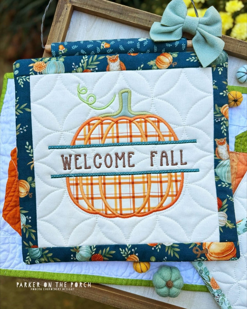 Split Pumpkin Applique - Digital Embroidery Pattern Download - In the Hoop Embroidery Pattern – Digital Machine Embroidery File Parker on the Porch