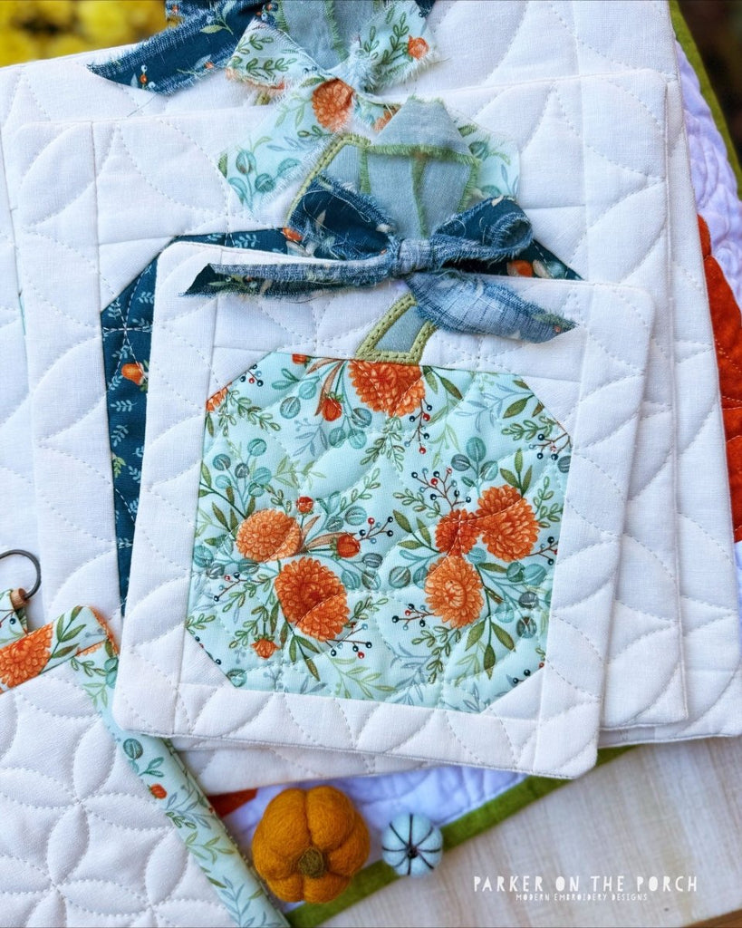 Pumpkin 2.0 Hot Pad – Digital Embroidery Pattern Download - In the Hoop Embroidery Pattern – Digital Machine Embroidery File Parker on the Porch