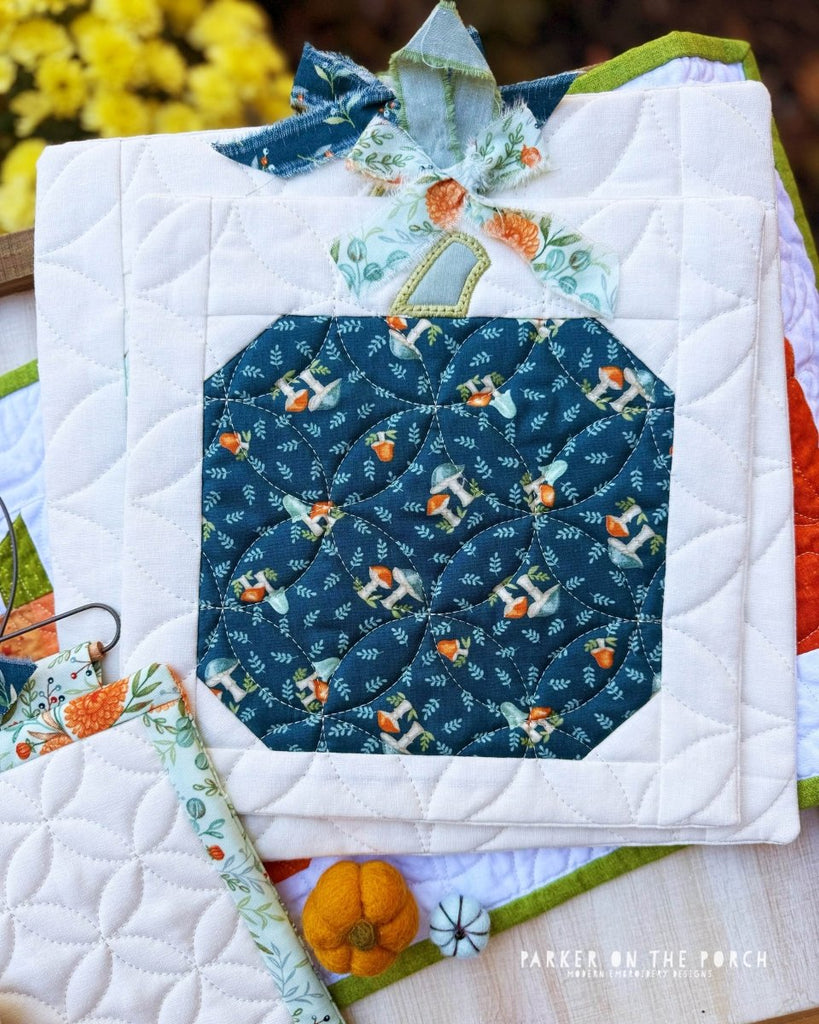 Pumpkin 2.0 Hot Pad – Digital Embroidery Pattern Download - In the Hoop Embroidery Pattern – Digital Machine Embroidery File Parker on the Porch