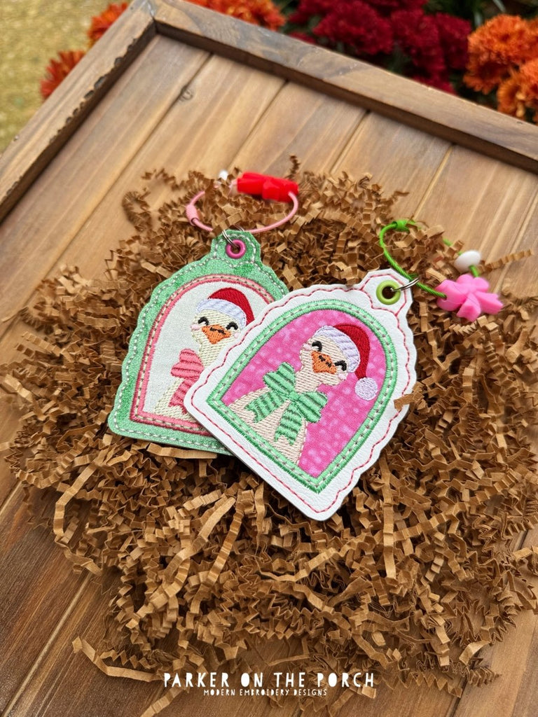 Christmas Goose Applique - Bag Tag - Digital Embroidery Pattern Download - In the Hoop Embroidery Pattern – Digital Machine Embroidery File Parker on the Porch