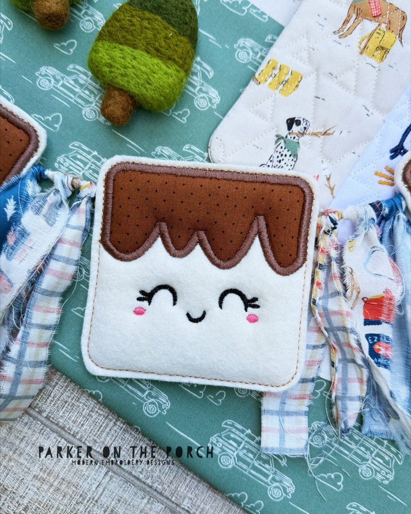 Marshmallow Puff Banner - Digital Embroidery Pattern - In the Hoop Embroidery Pattern – Digital Machine Embroidery File Parker on the Porch