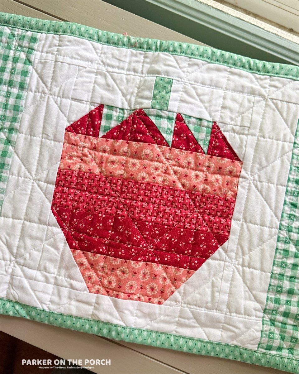Scrappy Strawberry Quilt Block | In the Hoop Embroidery Design