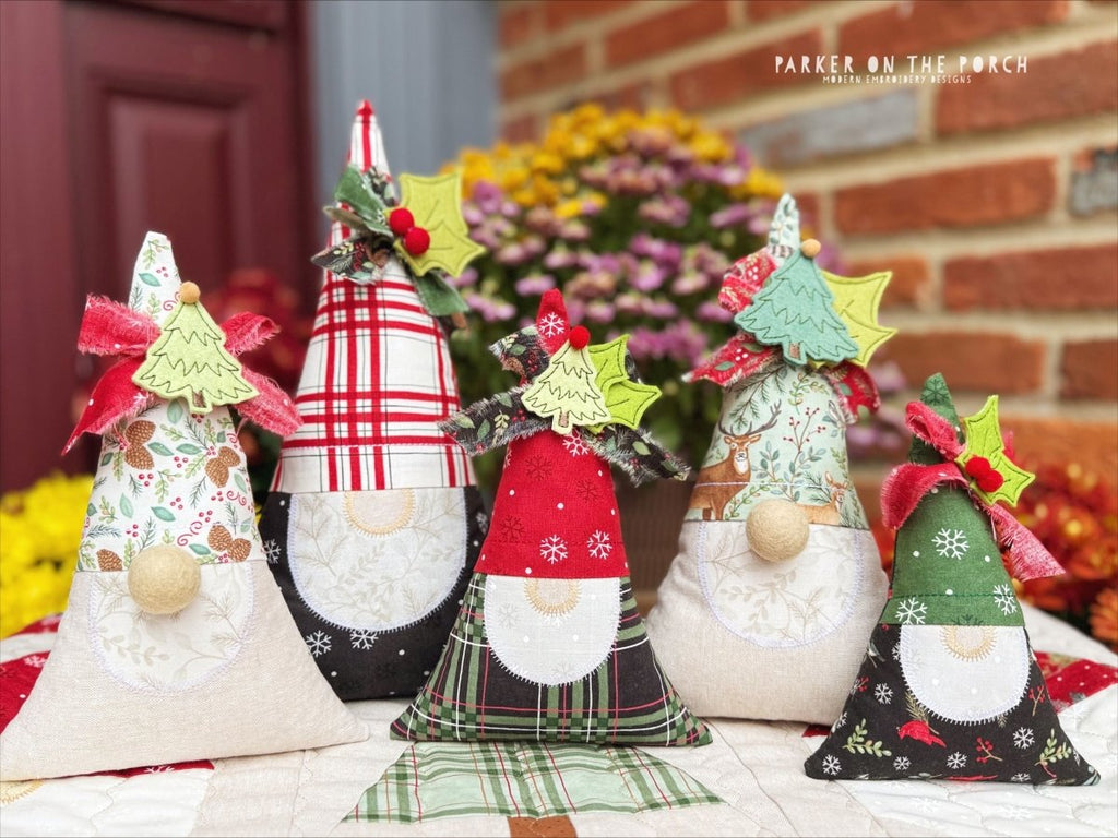 Gnome Shelf Sitter Stuffie – Digital Embroidery Pattern Download - In the Hoop Embroidery Pattern – Digital Machine Embroidery File Parker on the Porch