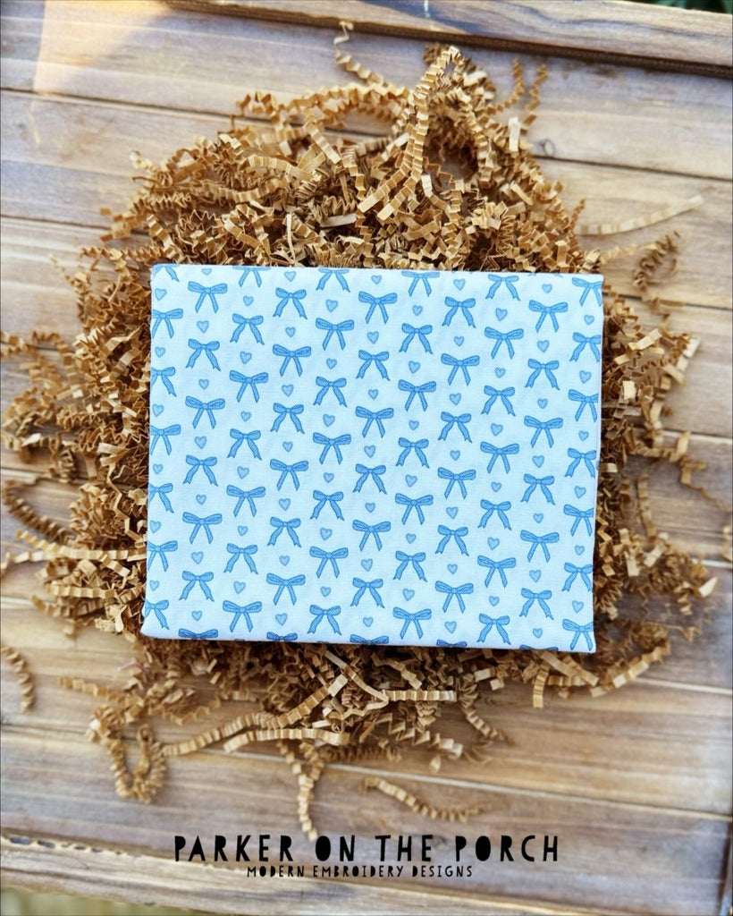 Tied With A Bow - With Love - Bluebelle Fabric - RJR Fabrics - In the Hoop Embroidery Pattern – Digital Machine Embroidery File Parker on the Porch