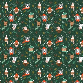 Fat Quarter Fabric Bundle (FULL COLLECTION) - Merry Pawmas - Cotton + Steel Fabrics - In the Hoop Embroidery Pattern – Digital Machine Embroidery File Parker on the Porch