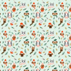 Fat Quarter Fabric Bundle - Merry Pawmas - Cotton + Steel Fabrics - In the Hoop Embroidery Pattern – Digital Machine Embroidery File Parker on the Porch