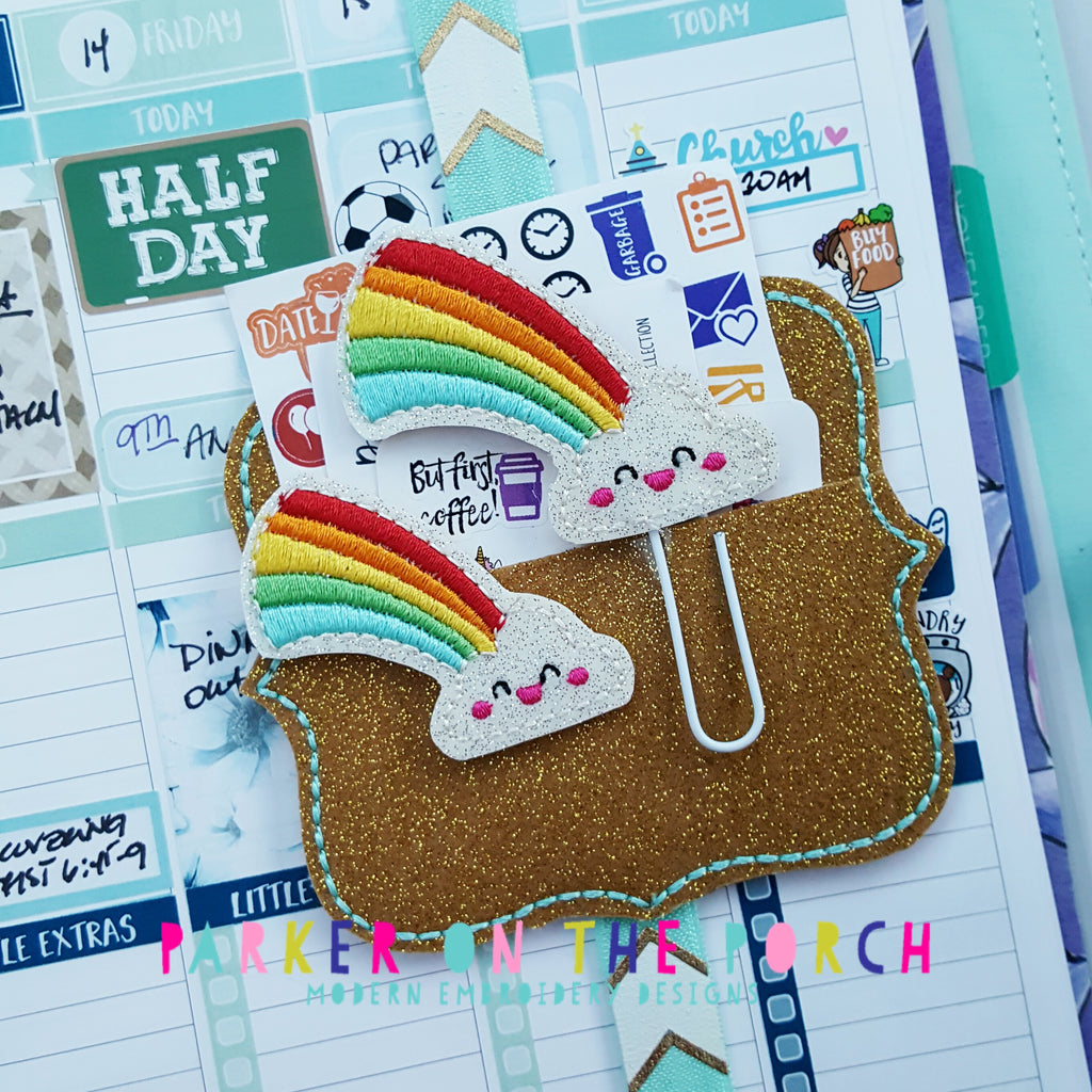 Digital Download - Kawaii Rainbow Planner Clip & Feltie Design - Parker on the Porch