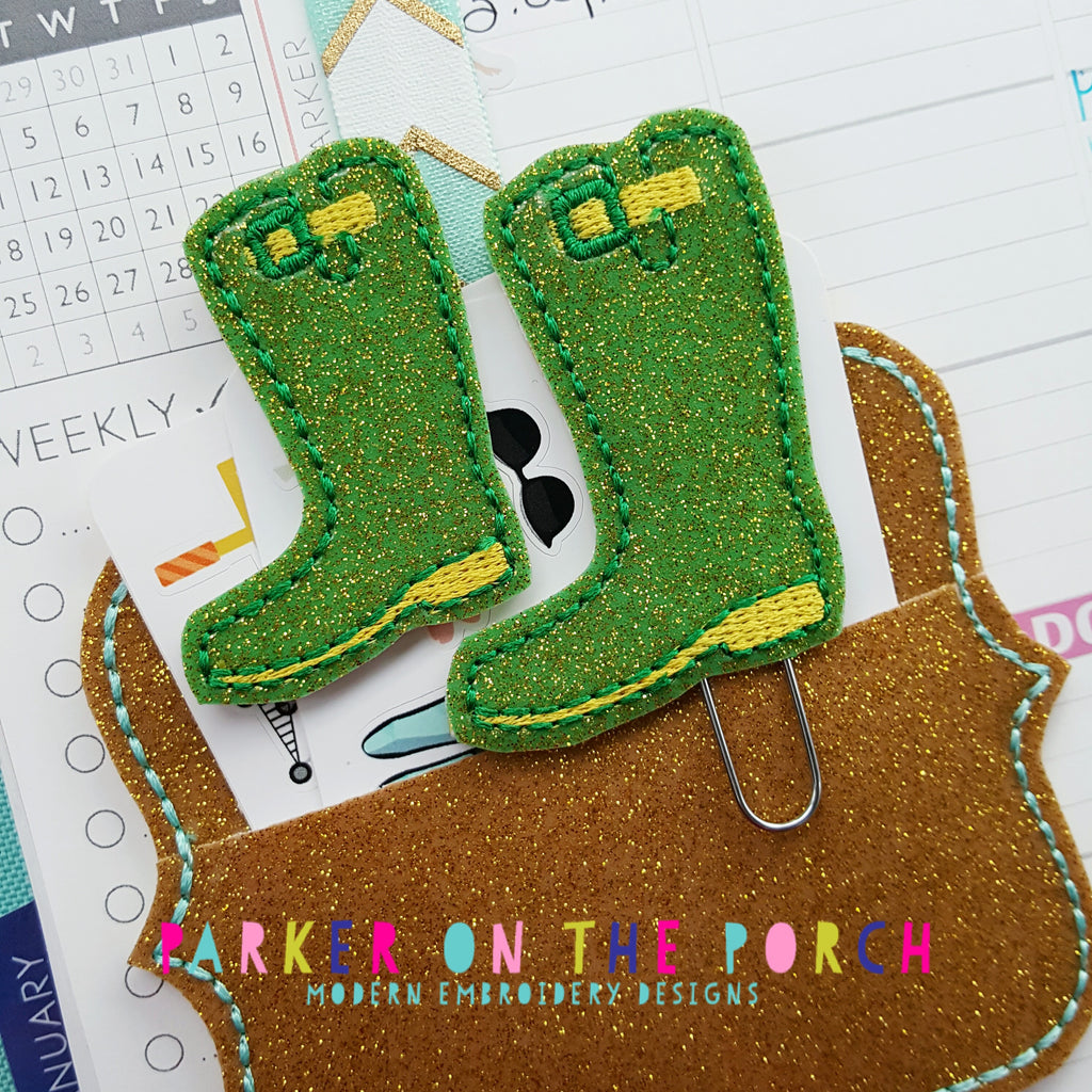 Digital Download - Rainboot Feltie & Planner Clip Design - Parker on the Porch