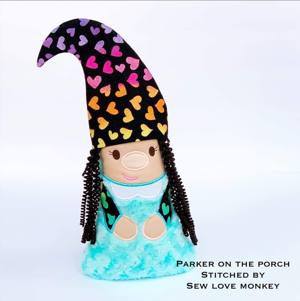 Digital Download - Girl Gnome Stuffie - in the hoop machine embroidery ITH pattern