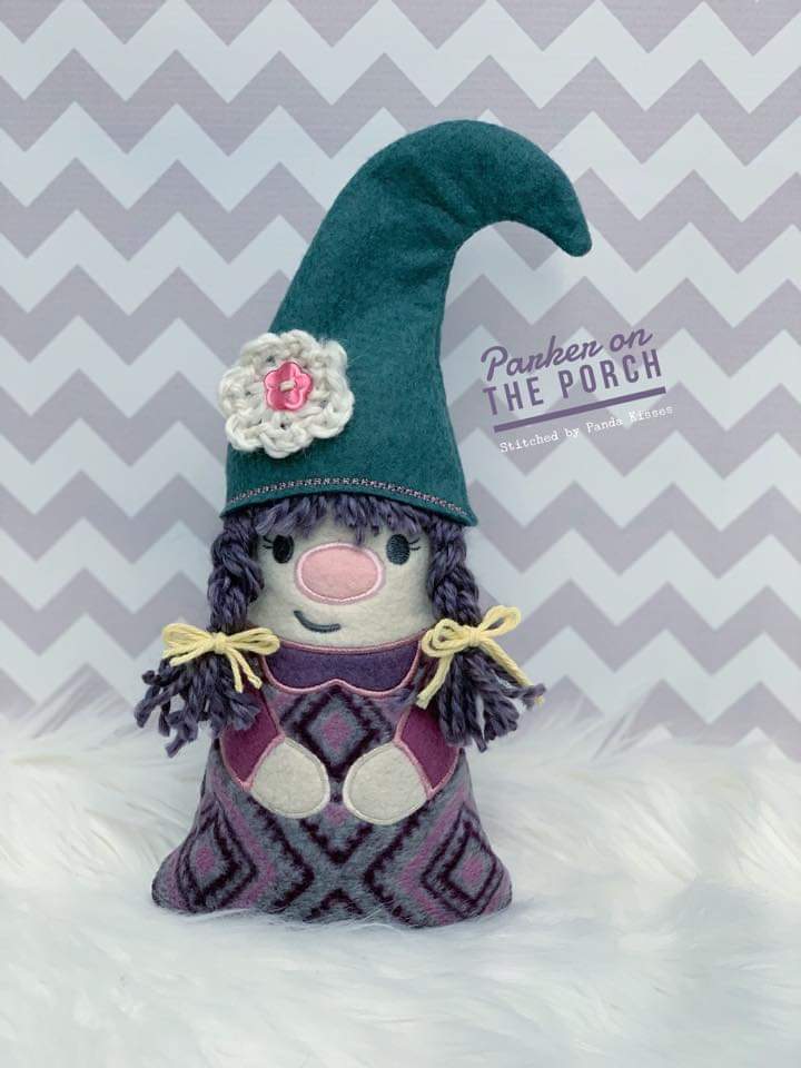 Digital Download - Girl Gnome Stuffie - in the hoop machine embroidery ITH pattern