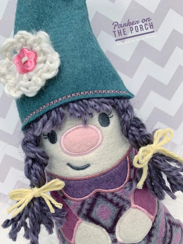 Digital Download - Girl Gnome Stuffie - in the hoop machine embroidery ITH pattern