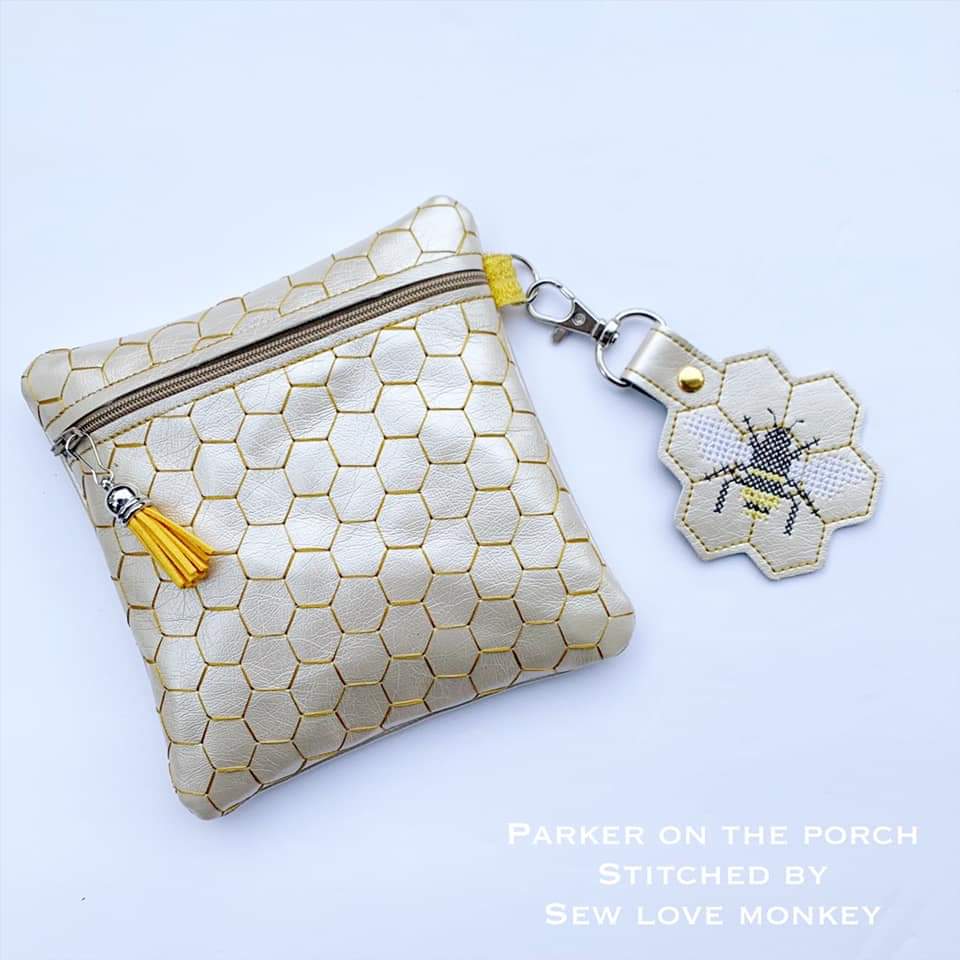 Digital Download - Honeycomb Zipper Bag - in the hoop machine embroidery ITH pattern