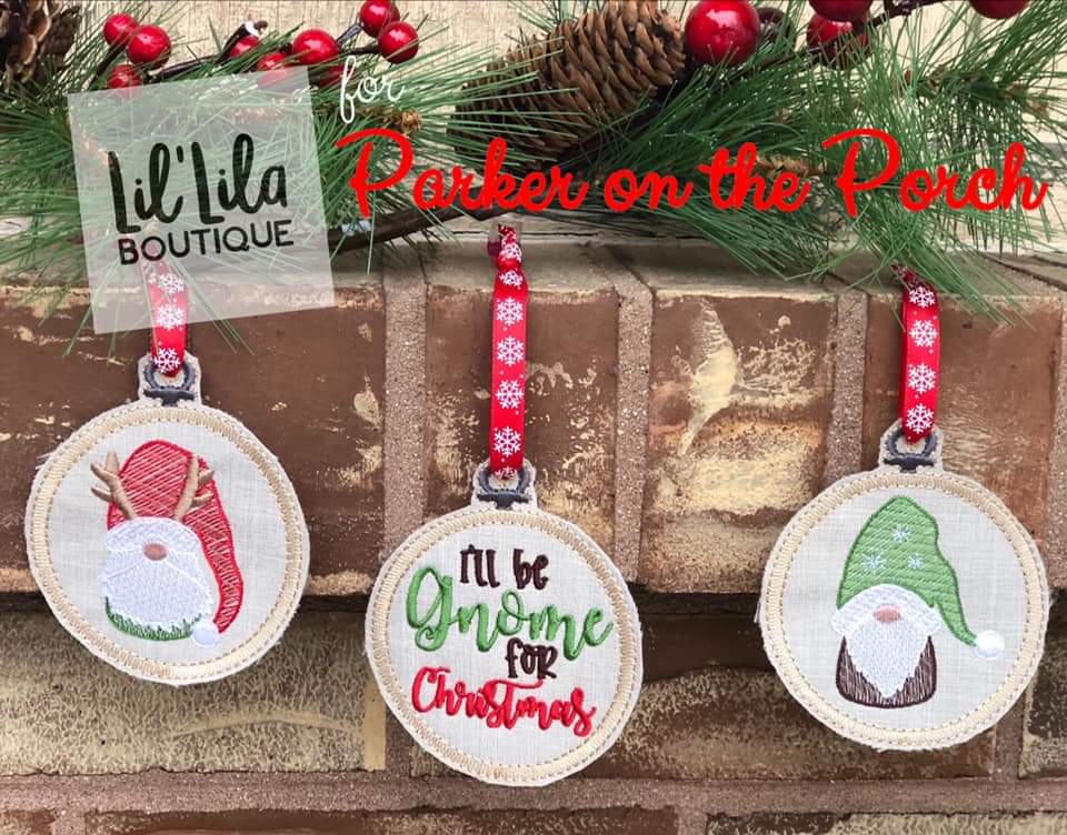 Digital Download- Embroidery Hoop Gnome Ornaments - in the hoop machine embroidery ITH pattern
