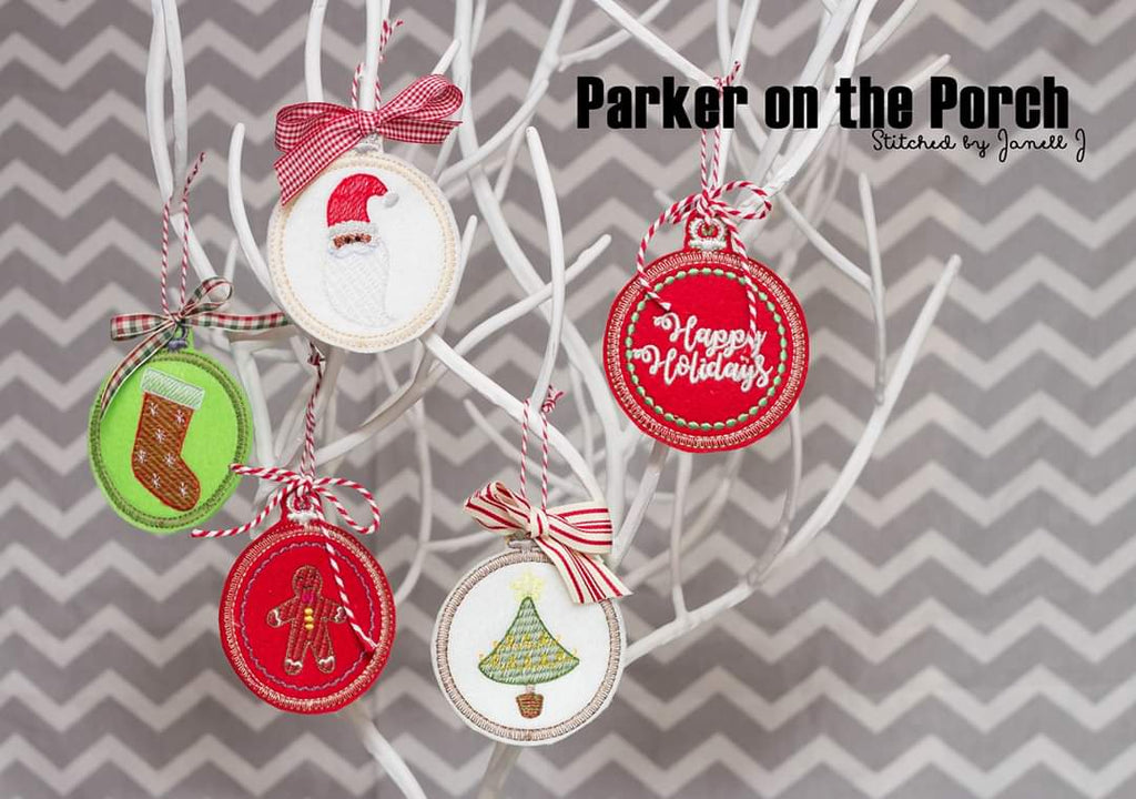 Digital Download- Embroidery Hoop Ornament Christmas  Set - in the hoop machine embroidery ITH pattern